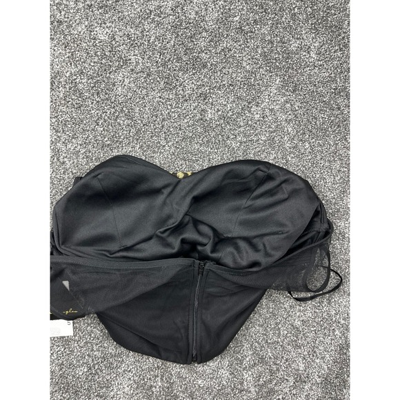 City Triangle Top‎ Womens 5 Mesh Embroidered Sleeveless Crop Top Black &Gold NWT - Picture 10 of 11